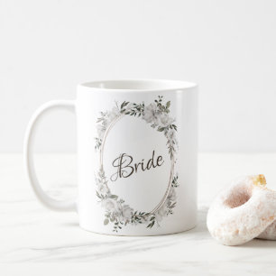 Vintage Cherish Rose Gold Oval Frame Floral Bride Coffee Mug