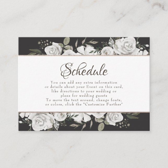Vintage Cherish Rose Gold Wedding Schedule Enclosure Card (Front)