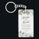 Vintage Cherish To the Mother of the Bride Quote Key Ring<br><div class="desc">Vintage Cherish White Floral & Rose Gold Painted Roses and Flowers. A Vintage Classic and Elegant Look, and Plenty of Grey, Ivory White, Rose Gold, Dusty Pink, Pine Green, and Grey leaves and foliage. With Hand Painted Floral elements, Vintage Classic Script Fonts and Classy Peony and Rose Borders - Mother...</div>