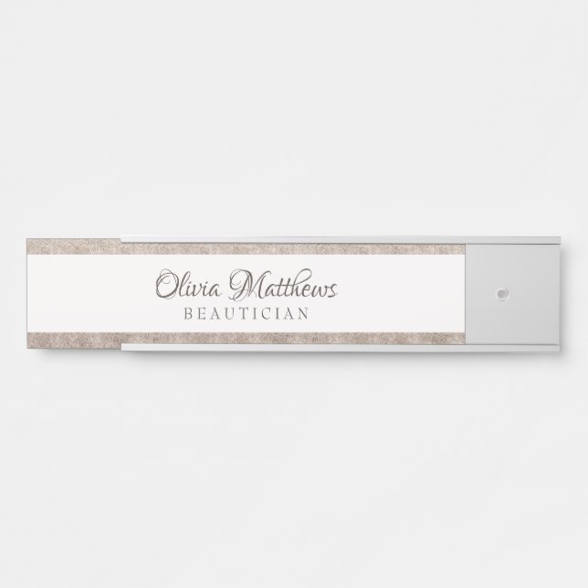 Vintage Cherish White Floral & Rose Gold Name Door Sign (Front)