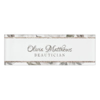 Vintage Cherish White Floral & Rose Gold Name