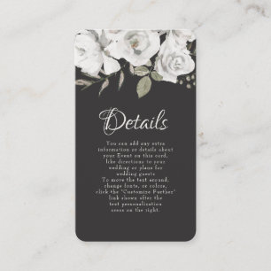 Vintage Cherish White Floral Wedding Details Enclosure Card
