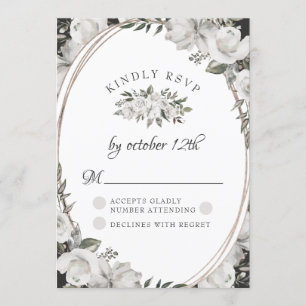 Vintage Cherish White Floral Wedding RSVP Card