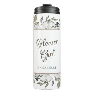 Vintage Cherish White Personalised Flower Girl Thermal Tumbler