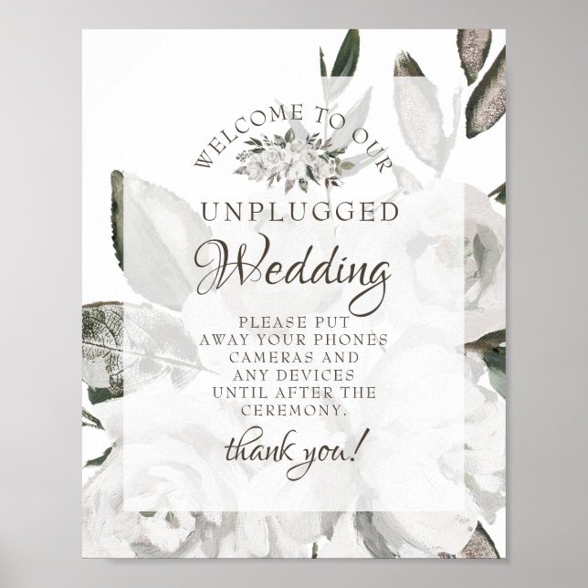 Vintage Cherish White Unplugged Wedding Table Sign (Front)