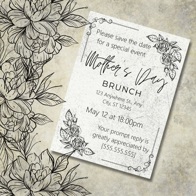 Vintage, Cherishing Motherhood, mother day brunch Invitation (Creator Uploaded)