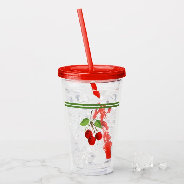 Vintage Cherries Acrylic Tumbler (Front Ice)