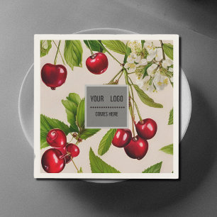Vintage Cherries - add logo  Napkin