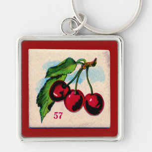 Vintage Cherries Game Card Key Ring