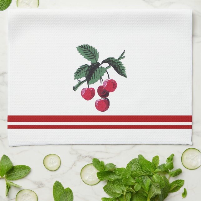 Vintage Cherries Tea Towel (Folded)