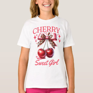 Vintage cherry and pink bow kids T-Shirt