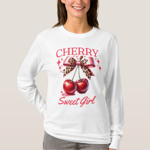 Vintage cherry and pink bow women's T-Shirt