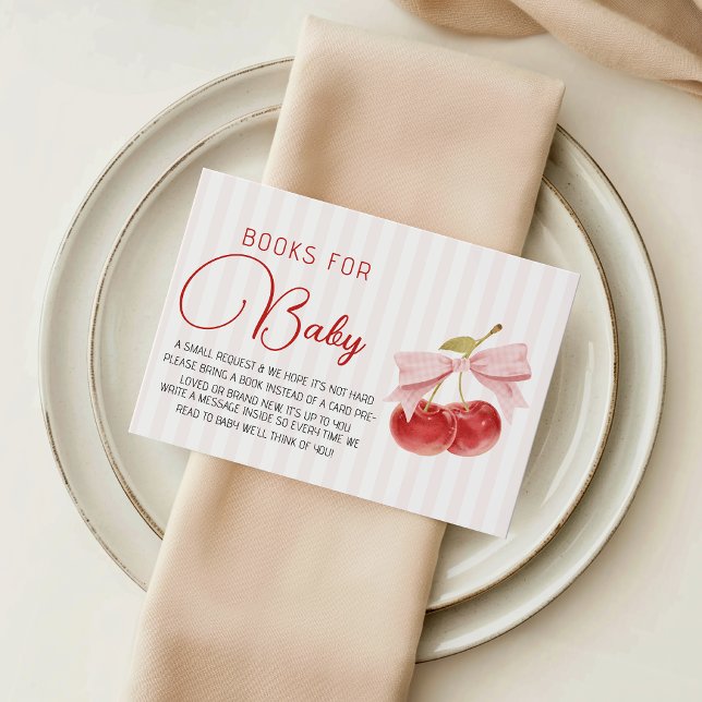 Vintage Cherry Baby Shower Book Request Enclosure Card (Creator Uploaded)