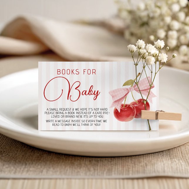 Vintage Cherry Baby Shower Book Request Enclosure Card (Creator Uploaded)