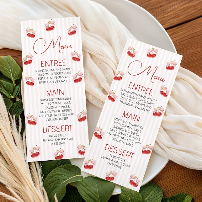 Vintage Cherry Baby Shower Menu Card (Creator Uploaded)