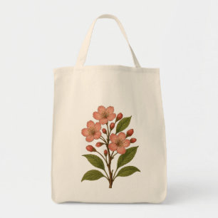 Vintage Cherry Blossom Botanical Tote - Reusable