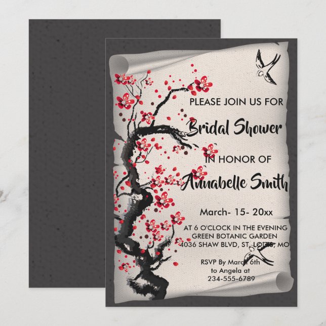 Vintage Cherry Blossom   Bridal Shower Invitation (Front/Back)