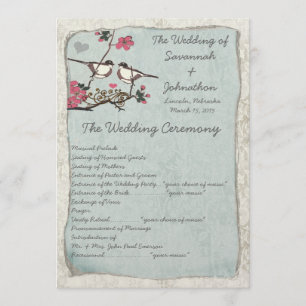 Vintage Cherry Blossom Chickadee Damask Programs Programme