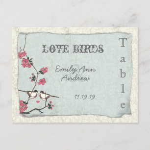 Vintage Cherry Blossom Damask Wedding Table Number Postcard