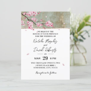 Vintage Cherry Blossom Elegant Floral Wedding Invitation