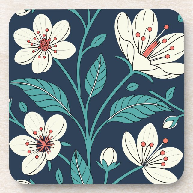 Vintage Cherry Blossom – Elegant Seamless Coaster (Front)