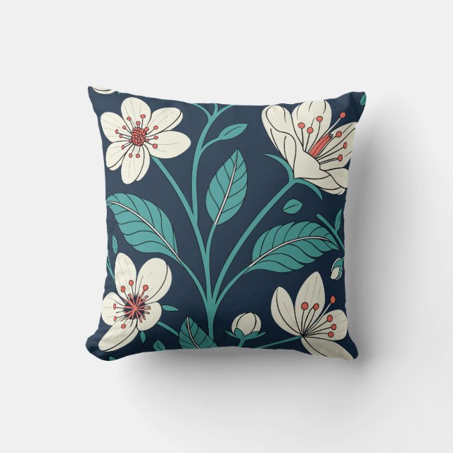 Vintage Cherry Blossom  – Elegant Seamless Cushion (Front)