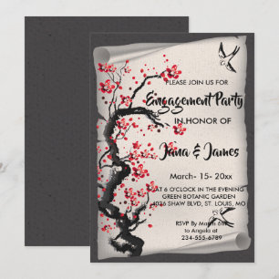 Vintage Cherry Blossom Engagement Invitation