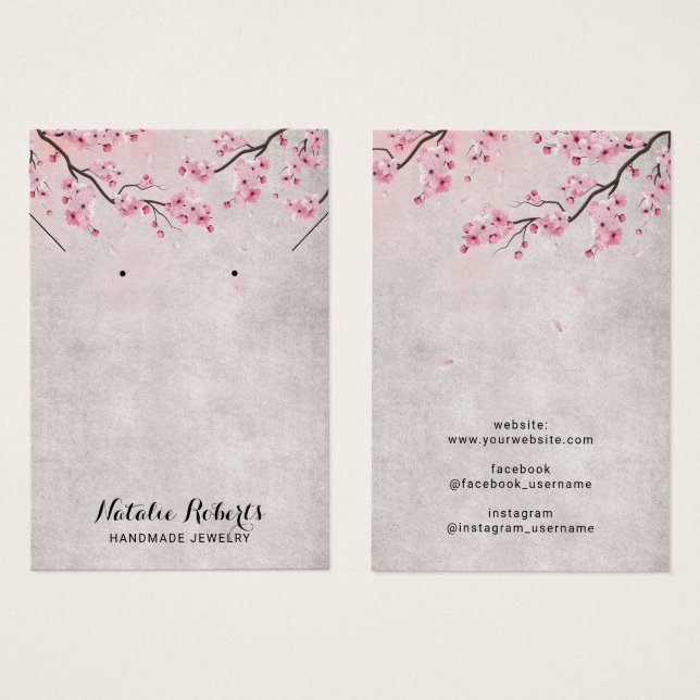 Vintage Cherry Blossom Floral Earring Display (Front & Back)