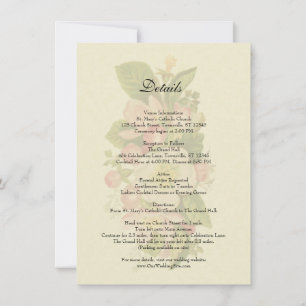 Vintage Cherry Blossom Floral Ecru Wedding Details Invitation