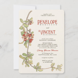 Vintage Cherry Blossom Frame Wedding Invitation