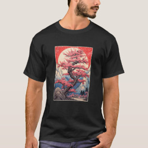 Vintage Cherry Blossom Japanese Woodblock Art T-Shirt