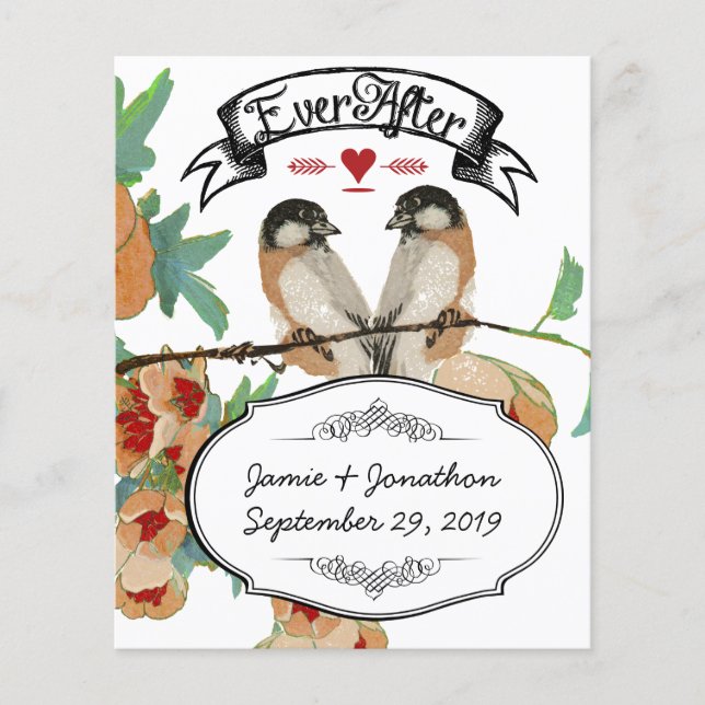 Vintage Cherry Blossom Love Bird Peach Mint (Front)