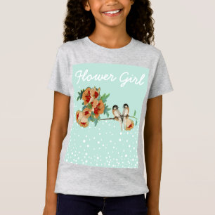 Vintage Cherry Blossom Love Bird Peach Mint T-Shirt