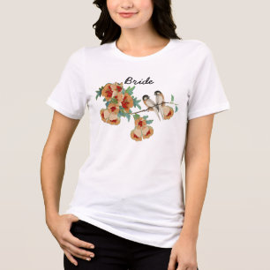 Vintage Cherry Blossom Love Bird  Tri-Blend Shirt