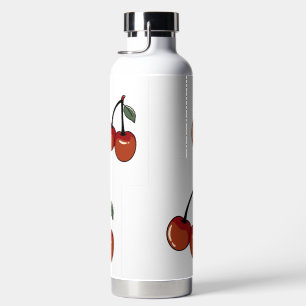 Vintage Cherry Blossom Pattern Tumbler - Cute Red Water Bottle