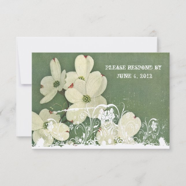 Vintage Cherry Blossom RSVP with envelopes (Front)