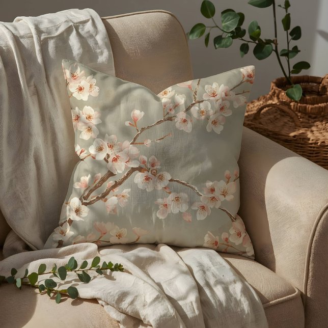 Vintage Cherry Blossom Sakura Branch Cushion (Creator Uploaded)