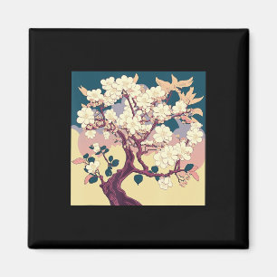 Vintage Cherry Blossom Sakura Japanese Art Anime Magnet