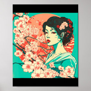 Vintage Cherry Blossom Sakura Japanese Art Anime Poster