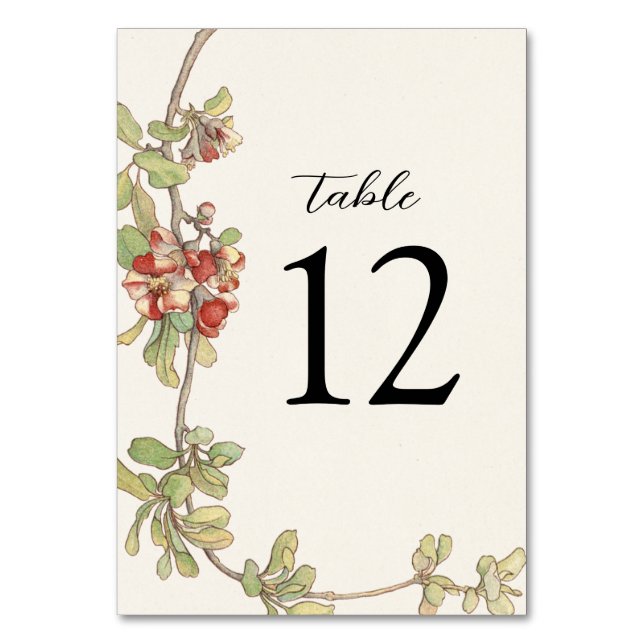 Vintage Cherry Blossom Table Number (Front)