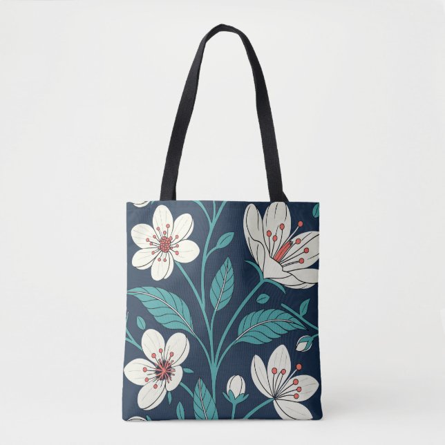 Vintage Cherry Blossom Tote Bag – Elegant Seamless (Front)