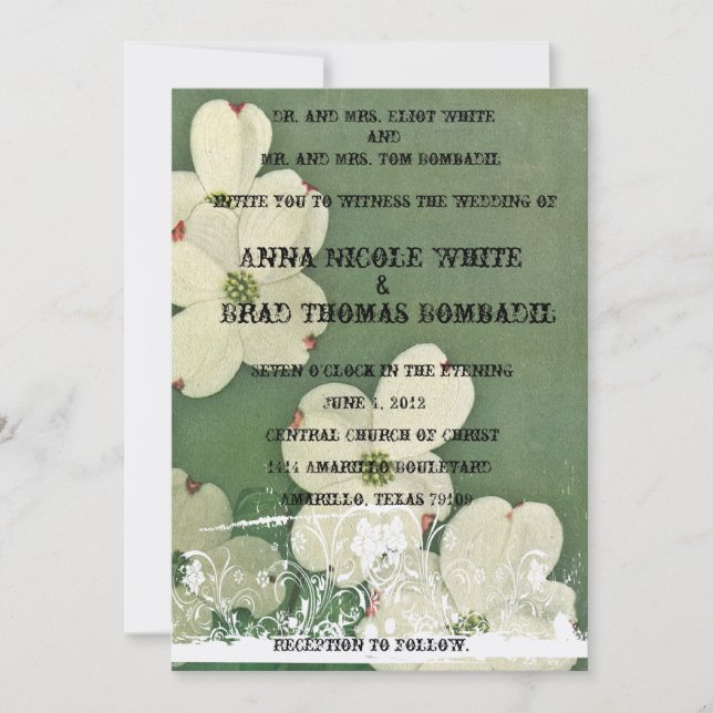 Vintage Cherry Blossom Wedding Invitation (Front)
