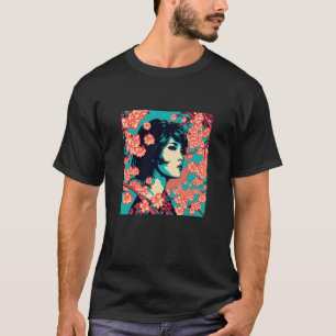 Vintage Cherry Blossom Woodblock Japanese Graphica T-Shirt