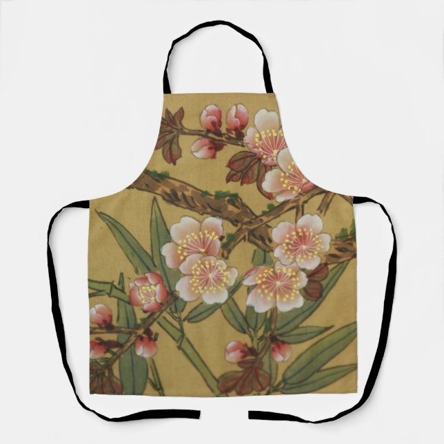 Vintage Cherry Blossoms Asian Japanese Flowers Apron (Front)