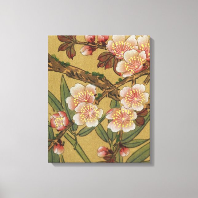 Vintage Cherry Blossoms Asian Japanese Flowers Canvas Print (Front)