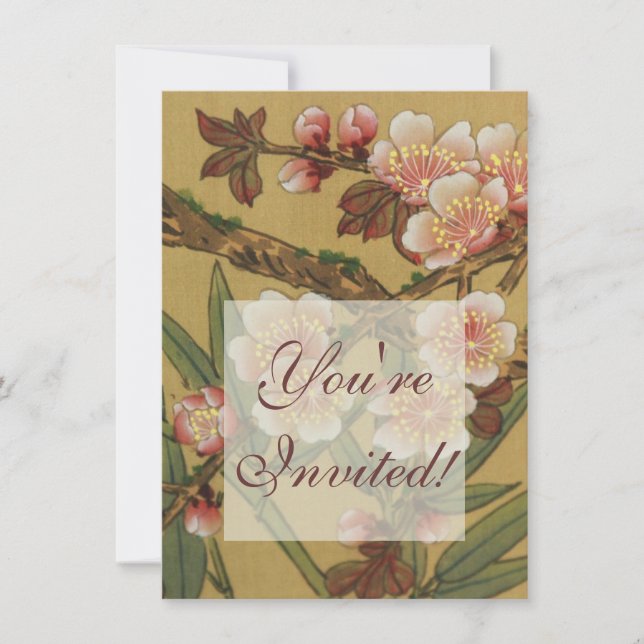 Vintage Cherry Blossoms Asian Japanese Flowers Invitation (Front)