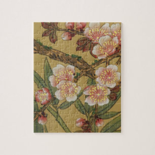 Vintage Cherry Blossoms Asian Japanese Flowers Jigsaw Puzzle