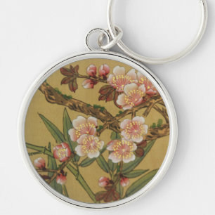 Vintage Cherry Blossoms Asian Japanese Flowers Key Ring