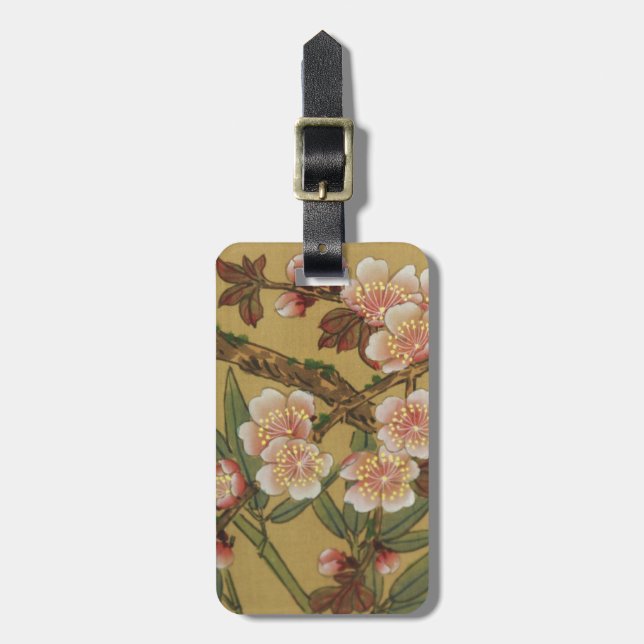 Vintage Cherry Blossoms Asian Japanese Flowers Luggage Tag (Front Vertical)