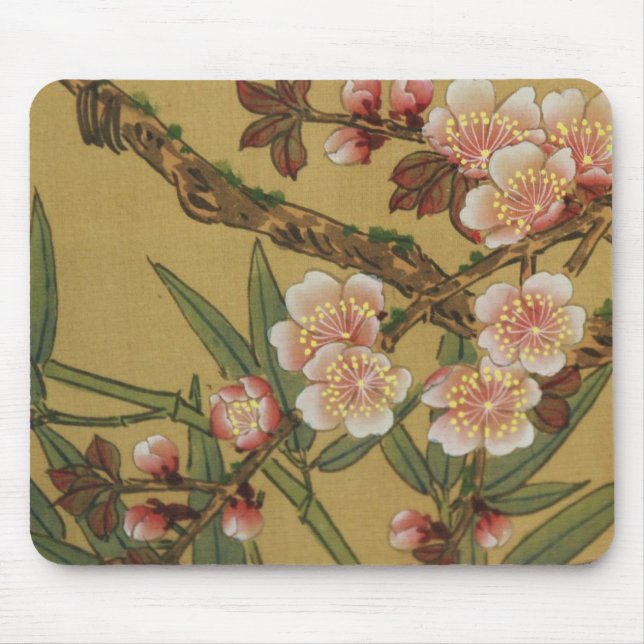Vintage Cherry Blossoms Asian Japanese Flowers Mouse Mat (Front)